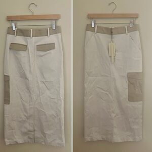 Hellessy NWT Midi Maxi Cargo Skirt Pembridge Light Dark Beige NEW Khaki Size 4